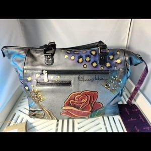 Anuschka Large Anna Rose Safari Grey Purse